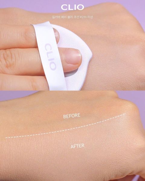 (Kèm lõi) Phấn Nước Mịn Lì, Che Phủ Clio Kill Cover Mesh Blur Cushion 15g*2 (21C Lingerie: tone sáng (dành cho tone da lạnh)