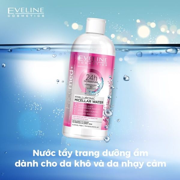 Nước tẩy trang Eveline Facemed+ dưỡng ẩm Hyaluronic 400ML