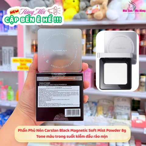 Phấn Nén Kiềm Dầu, Chống Nước Carslan Black Magnet Soft Mist Powder 8g (02 vỏ xám) - NÉN VỎ XÁM TRONG SUỐT