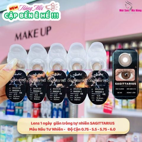 Lens 1 ngày màu có độ cận nâu giãn tròng tự nhiên SAGITTARIUS siêu ẩm nhãn hiệu Angel Eyes Hàn Quốc - Đường kính 14.5mm - Độ cận 0-10