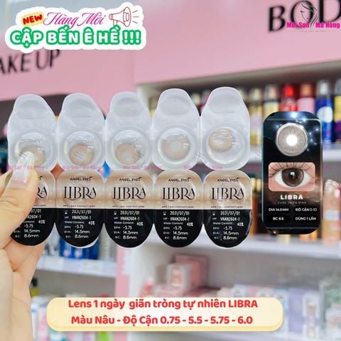 Lens 1 ngày màu có độ cận nâu giãn tròng tự nhiên LIBRA siêu ẩm nhãn hiệu Angel Eyes Hàn Quốc - Đường kính 14.0mm - Độ cận 0-10