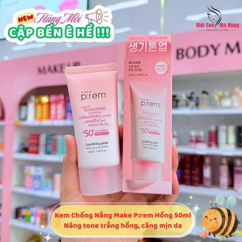 Kem Chống Nắng Make p:rem Soothing Pink Tone Up Sun Cream 50ml