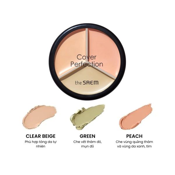 Kem Che Khuyết Điểm The Saem Cover Perfection Triple Pot Concealer