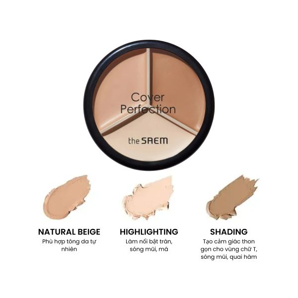 Kem Che Khuyết Điểm The Saem Cover Perfection Triple Pot Concealer