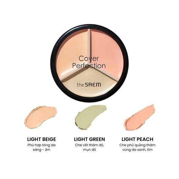 Kem Che Khuyết Điểm The Saem Cover Perfection Triple Pot Concealer