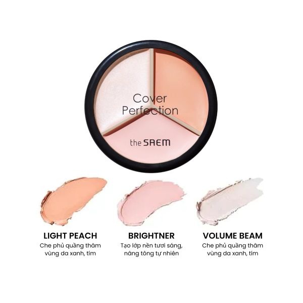 Kem Che Khuyết Điểm The Saem Cover Perfection Triple Pot Concealer