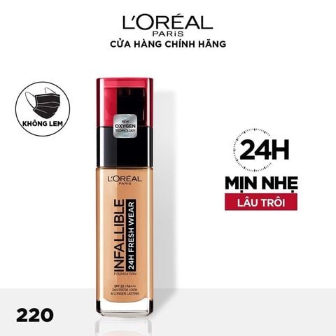 Kem Nền Mịn Nhẹ Lâu Trôi 24H L'Oreal Paris 20 Ivory 30ml Infallible 24H Fresh Wear Liquid Foundation