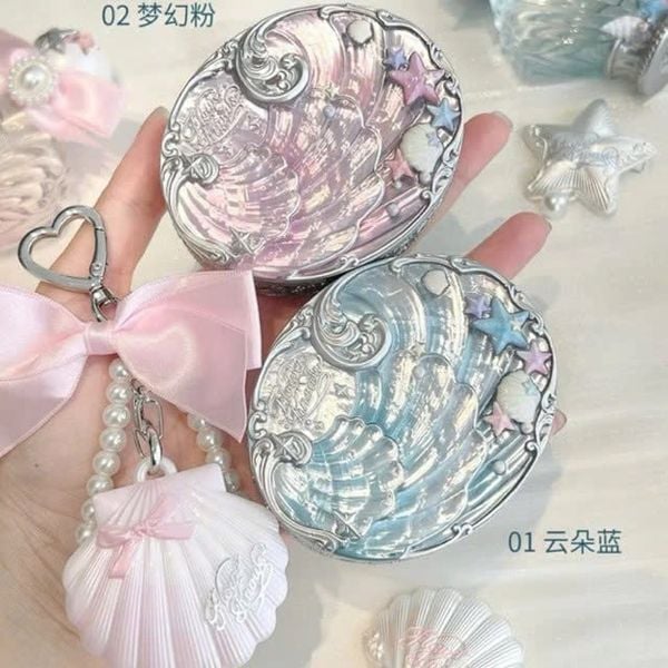Flower Knows Phẩn Phủ Nén  Thủy Tinh căng bóng “glass skin” Vỏ Trai Biển Cả Shell's Jewel
