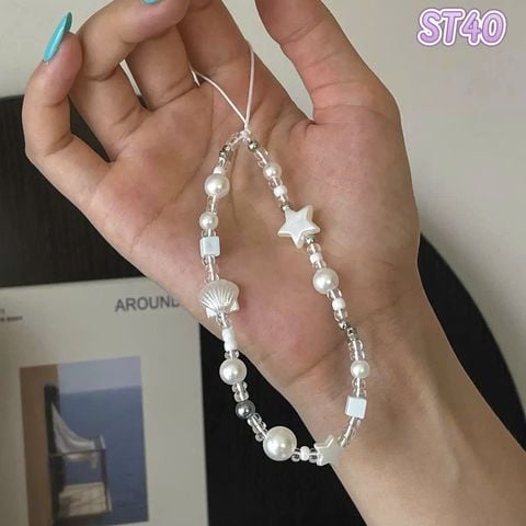 Dây đeo điện thoại sò sao trắng nhỏ ST40