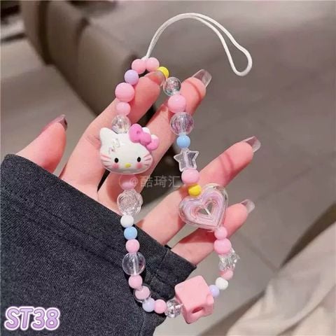 Dây đeo điện thoại kitty phomai hồng ST38