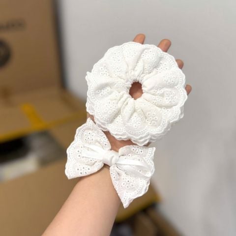Set 1 kẹp 1 Scrunchies ren 4 lớp