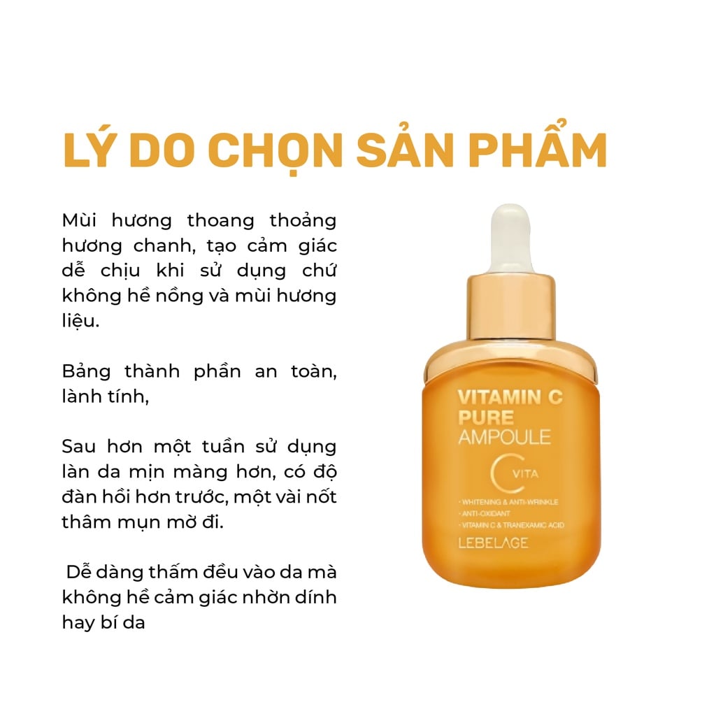 Tinh Chất Dưỡng Giảm Thâm Tàn Nhang Trắng Da Lebelage Vitamin C Pure Ampoule 35ml
