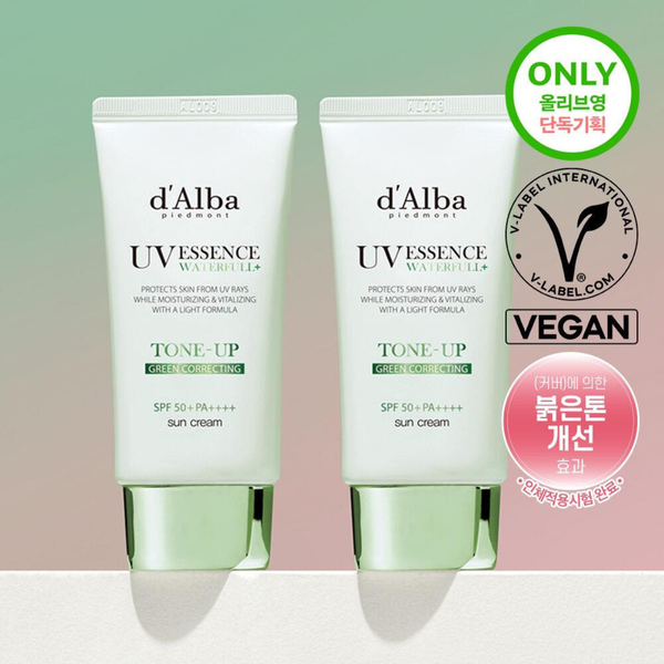 Kem Chống Nắng d'Alba Nâng Tông Cân Bằng Sắc Da Đỏ 50ml Waterfull Tone-Up Green Correcting Sun Cream SPF50+ PA++++