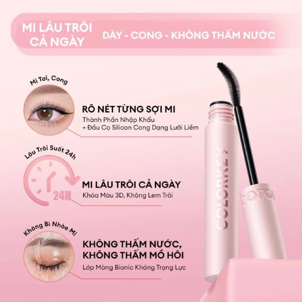 Mascara Colorkey Volumizing & Curling Mascara Làm Cong Và Dày Mi 6g