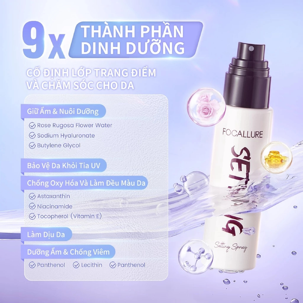 Xịt Khóa Nền Cố Định Lớp Makeup Focallure Flawless Long-Lasting Setting Spray 65ml
