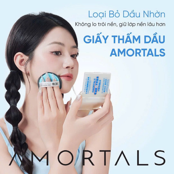 Giấy Thấm Dầu Amortals Oil - Absorbing Sheet Kiểm Soát Dầu Nhờn 80 Tờ
