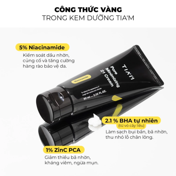 Kem Dưỡng Kiềm Dầu, Se Khít Lỗ Chân Lông Tiam Pore Minimizing 21 Cream 60ml