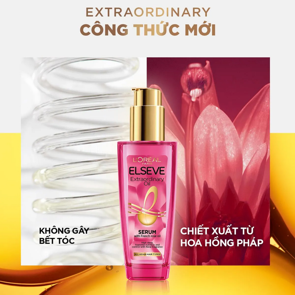 Dầu Dưỡng Tóc L’Oréal Chiết Xuất Hoa Hồng 100ml Elseve Extraordinary Oil Serum With French Rose Oil