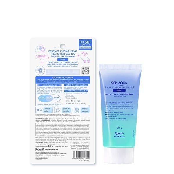 Kem chống nắng nâng tông Skin Aqua Tone up Blue cho da vàng có khuyết điểm đỏ, dạng tinh chất Sunplay Skin Aqua Tone Up UV Essence Blue SPF 50+ PA++++ 50g