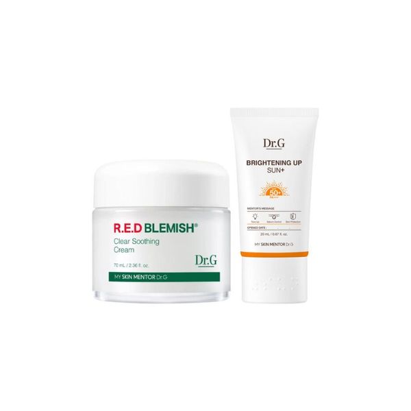 Combo Dr.G Kem Dưỡng Cấp Ẩm, Phục Hồi 70ml & Kem Chống Nắng Sáng Da 20ml R.E.D Blemish Clear Soothing Cream + Brightening Up Sun+ SPF50+ PA+++
