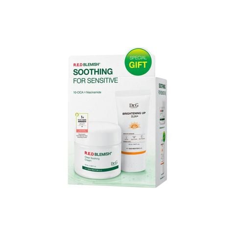 Combo Dr.G Kem Dưỡng Cấp Ẩm, Phục Hồi 70ml & Kem Chống Nắng Sáng Da 20ml R.E.D Blemish Clear Soothing Cream + Brightening Up Sun+ SPF50+ PA+++
