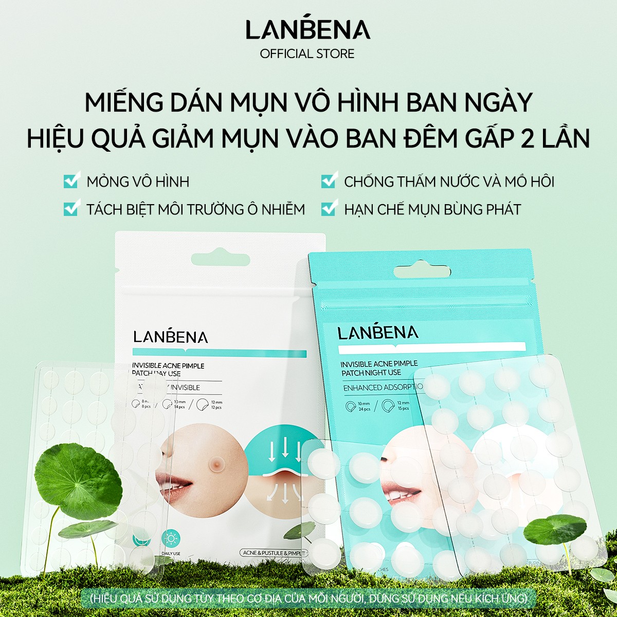 Miếng Dán Mụn Lanbena Invisible Acne Pimple Patch Hỗ Trợ Giảm Mụn, Làm Dịu Da