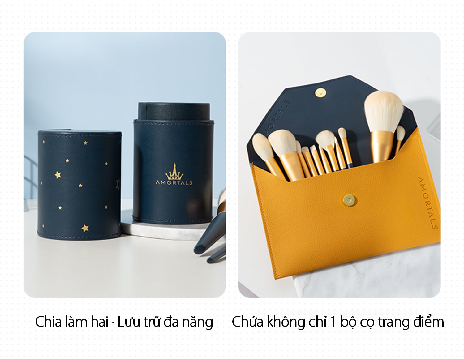 Hộp đựng cọ trang điểm bằng da PU Amortals