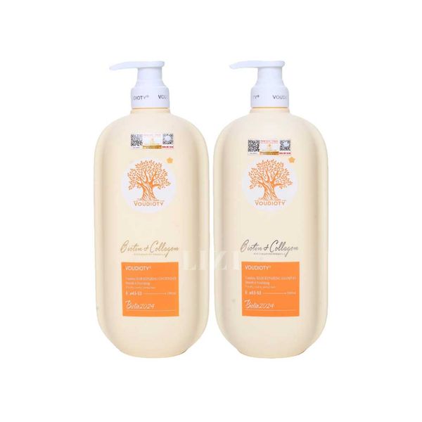 Cặp Dầu Gội Xả Biotin Collagen Voudioty Vàng 500ml Phục Hồi Tóc, Ngăn Gãy Rụng