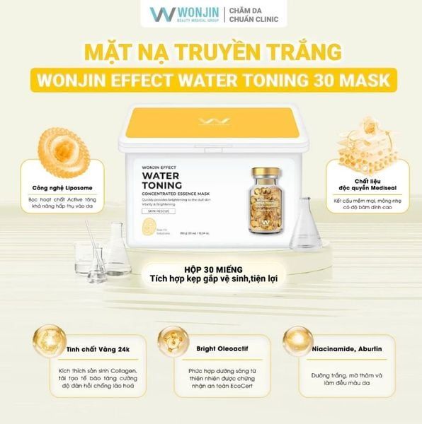 (Hộp 30 miếng) Mặt Nạ Giấy Dưỡng ẩm Wonjin Effect Concentrated Essence Mask 350g