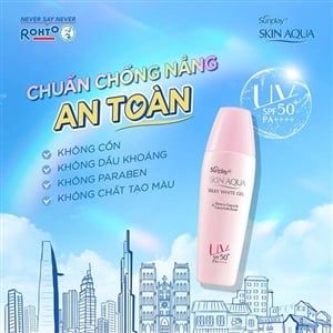 Gel chống nắng dưỡng trắng mịn da Sunplay Skin Aqua Silky White SPF50+ 70g