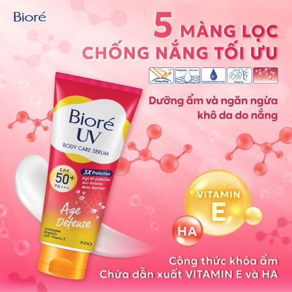 Serum Chống Nắng Dưỡng Thể Biore UV Anti-Pollution Body Care Serum SPF50+/PA+++ (Nhập Khẩu) 150mL - Age Defense