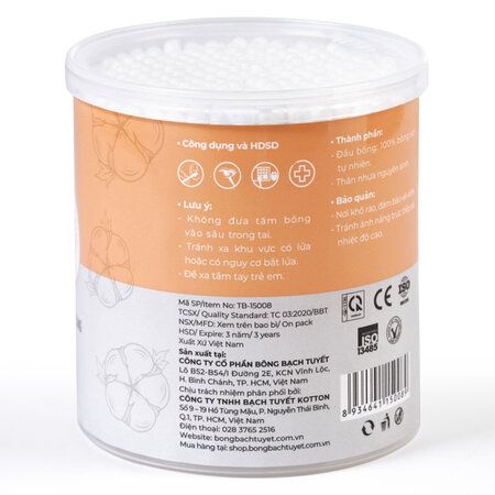 Tăm Bông Bông Bạch Tuyết 200 Que/Hộp Tròn