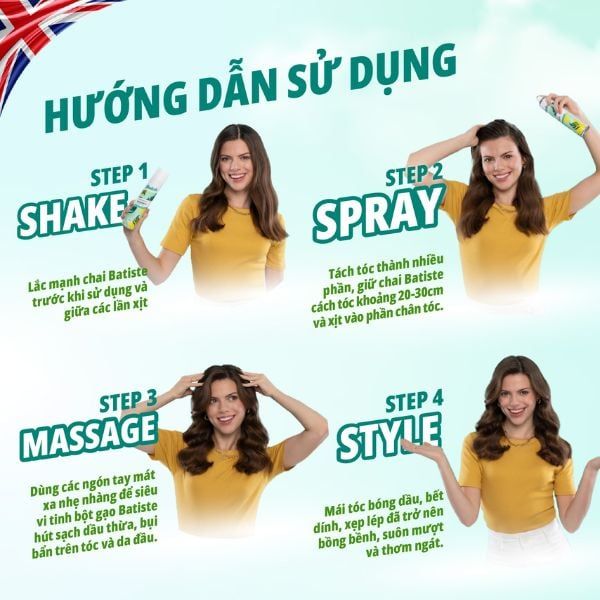 (CÔNG TY) Dầu Gội Khô Batiste Cấp Ẩm Cho Tóc Khô Hydrate 200ml