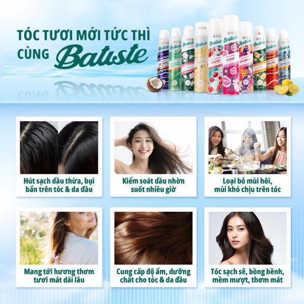 (CÔNG TY) Dầu Gội Khô Batiste Cấp Ẩm Cho Tóc Khô Hydrate 200ml