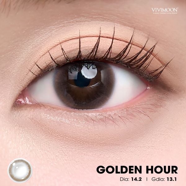 1 bên Lens cận khóa ẩm VIVIMOON màu nâu tự nhiên Golden Hour, kính áp tròng hạn sử dụng 1 tháng - 0 độ