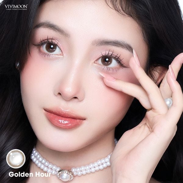 1 bên Lens cận khóa ẩm VIVIMOON màu nâu tự nhiên Golden Hour, kính áp tròng hạn sử dụng 1 tháng - 0 độ