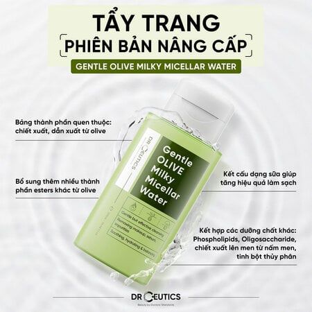 Sữa Tẩy Trang DrCeutics Sạch Sâu Cho Mọi Loại Da 310ml Gentle Olive Milky Micellar Water