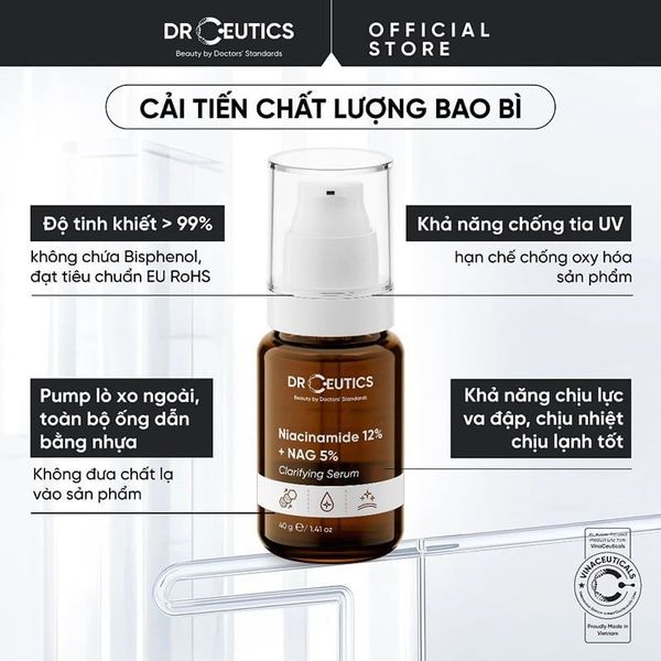 Tinh Chất Sáng Da, Se Khít Lỗ Chân Lông DrCeutics B3 Niacinamide 12% + NAG 5%  40g/ 100g