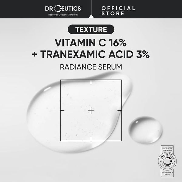 Serum DrCeutics Hỗ Trợ Sáng Da, Làm Đều Màu Da, Giảm Nếp Nhăn DrCeutics Vitamin C 16% + Tranexamic acid 3% 40g