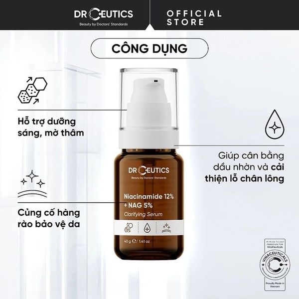 Tinh Chất Sáng Da, Se Khít Lỗ Chân Lông DrCeutics B3 Niacinamide 12% + NAG 5%  40g/ 100g