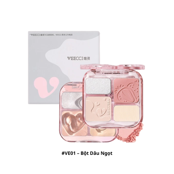 Phấn Má Hồng, Bắt Sáng & Tạo Khối 4in1 Veecci Pearlescent Highlight 9g