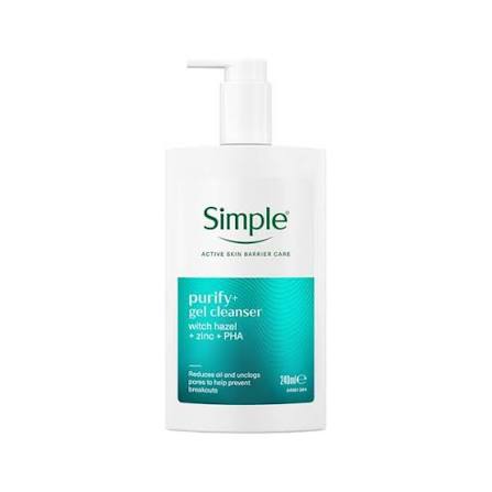 Sữa Rửa Mặt Simple Purify+ Giảm Mụn, Kiểm Soát Dầu 240ml Purify+ Gel Cleanser
