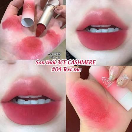 Son 3CE Cashmere Hug Lipstick 3.5g .#04 Text Me Hồng Mận