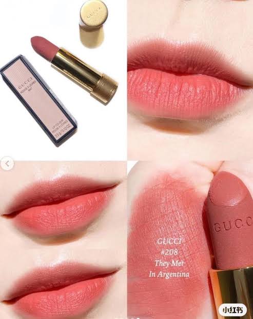 Son Gucci 208 They Met in Argentina Màu Hồng Cam Đất