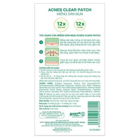 Miếng Dán Mụn Acnes Giúp Giảm Mụn Sưng Viêm 24 Miếng Clear Patch