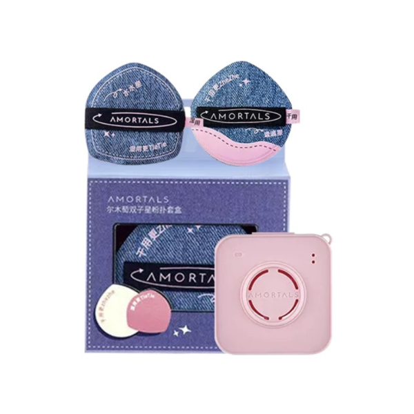 Set Bông Mút Amortals Twin Star Powder Puff Set (2 Bông Mút + Hộp Đựng)