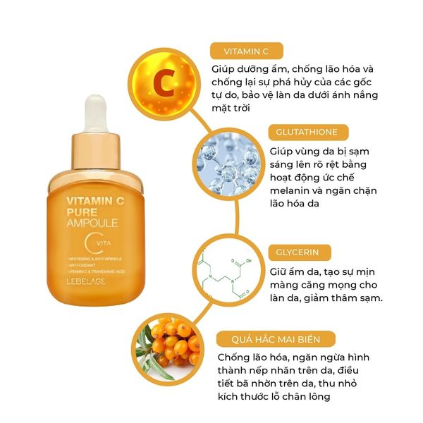 Tinh Chất Dưỡng Giảm Thâm Tàn Nhang Trắng Da Lebelage Vitamin C Pure Ampoule 35ml