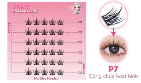 LÔNG MI CỤM CÓ SẴN KEO JARY PRO CLUSTER LASHES HỘP NHỰA 6 HÀNG - P7 CÔNG CHÚA HOẠT HÌNH