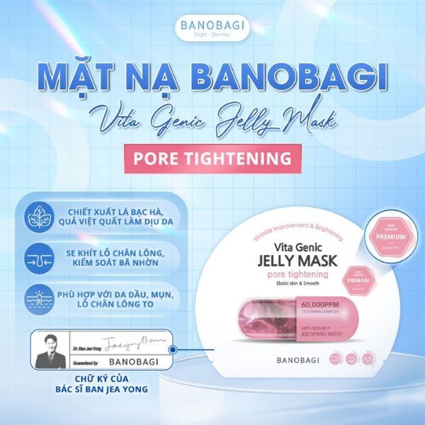 Mặt Nạ Banobagi Thu Nhỏ Lỗ Chân Lông, Kiểm Soát Nhờn 30g Premium Vita Genic Jelly Mask - Pore Tightening