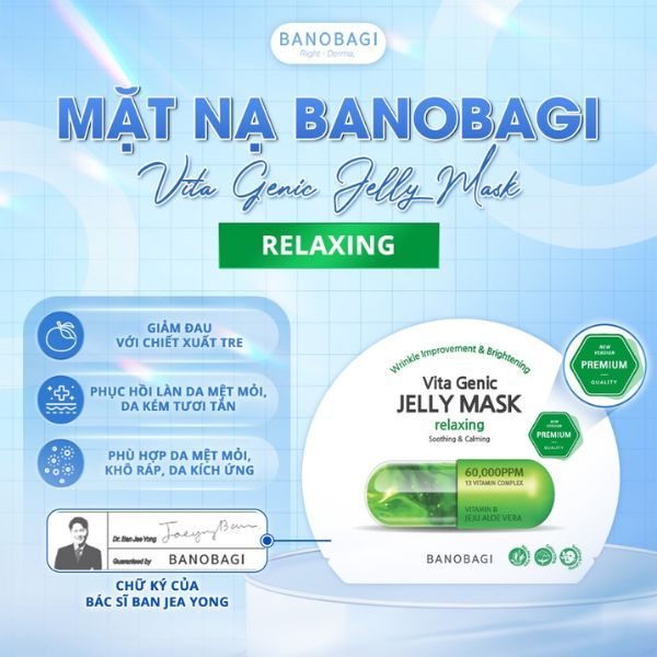 Mặt Nạ Banobagi Thư Giãn, Làm Dịu & Phục Hồi Da 30g Premium Vita Genic Jelly Mask - Relaxing